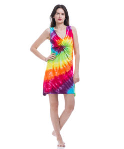 Rainbow Tie Dyed Dress handmade in Egypt & available at Jozee boutique
