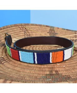 Multicolored kenyan leather beaded belt handmade in Egypt & available at Jozee boutique
