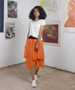 Orange Gypsy Midi Skirt handmade in Egypt & available at Jozee boutique