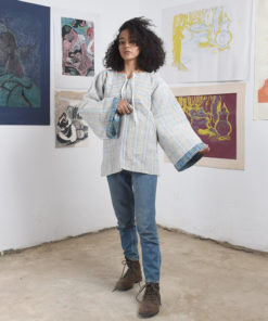 Multicolored Handwoven Cotton Velour Jacket handmade in Egypt & Available in Jozee Boutique