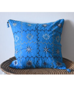 Blue Saint Catherine Embroidered Cushion handmade in Egypt & available in Jozee Boutique