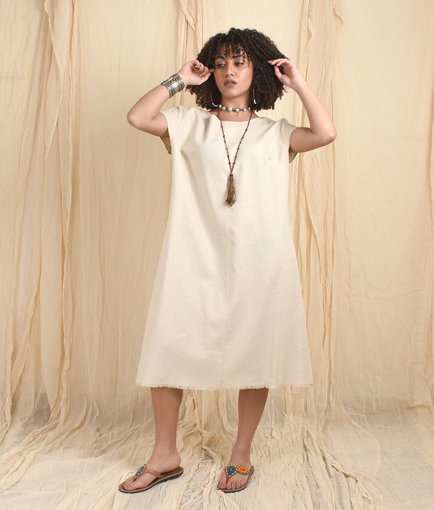 Off white Midi Dress Short Sleeve 