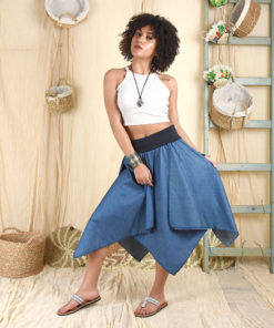 Blue denim Gypsy Midi Skirt handmade in Egypt & available at Jozee boutique