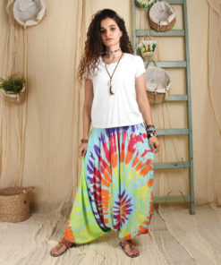Dark Rainbow Tie Dyed Jumpsuit/pants made in Egypt & available in Jozee boutique