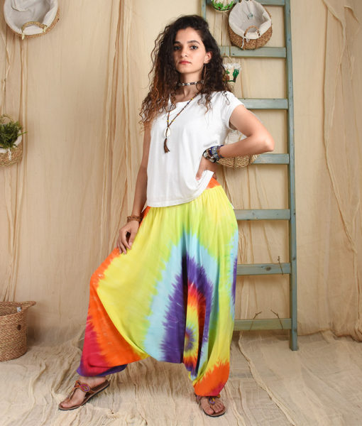 Rainbow Tie Dyed Jumpsuit/pants made in Egypt & available in Jozee boutique