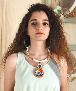 White Beaded Handmade Kenyan Necklace available at Jozee Boutique.
