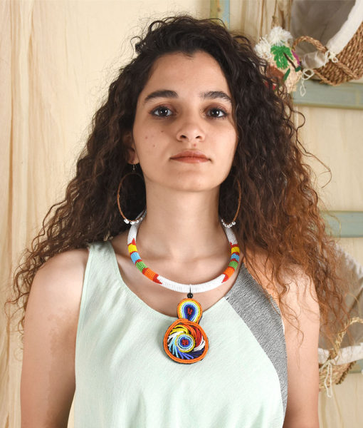 White Beaded Handmade Kenyan Necklace available at Jozee Boutique.