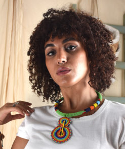 Green Beaded Handmade Kenyan Necklace available at Jozee Boutique.