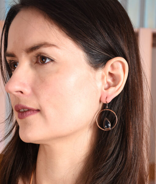 Hoop Copper Agate Earrings handmade in Egypt & available in Jozee Boutique
