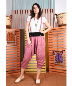 Dark Rose Linen harem pants handmade in Egypt & available at Jozee boutique