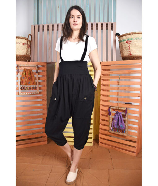 Black Linen harem pants handmade in Egypt & available at Jozee boutique