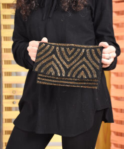 Black Beaded Clutch handmade in Egypt & available at Jozee Boutique.