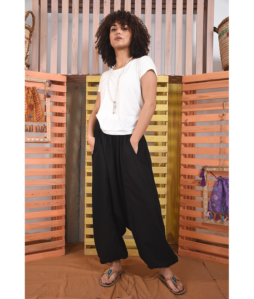 Black Linen Harem Pants - Jozee Boutique