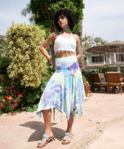 Mint & purple Tie Dyed Cotton Gypsy Skirt/Dress handmade in Egypt & available at Jozee Boutique.