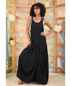 Black Linen Sleeveless Salodress handmade in Egypt & available at Jozee boutique