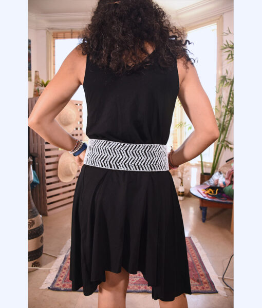 White & Black Hand Beaded Belt handmade in Egypt & available at Jozee boutique