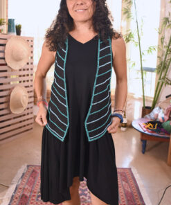 Black & green Hand Beaded Evening Vest handmade in Egypt & available at Jozee boutique