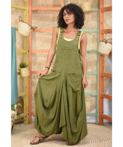 Apple green Linen Sleeveless Salodress handmade in Egypt & available at Jozee boutique