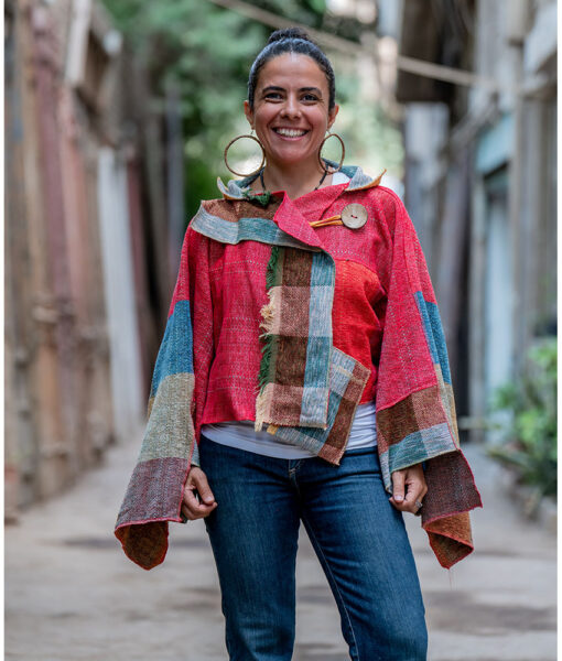 Multicolored Cropped Handwoven Boho Jacket made in Egypt & available at Jozee boutique