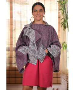 Purple & Grey Cropped Handwoven Boho Jacket made in Egypt & available at Jozee boutique
