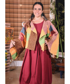 Multicolored Cropped Handwoven Boho Jacket made in Egypt & available at Jozee boutique