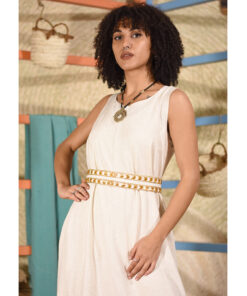Gold Oxide & White Hand Beaded Belt handmade in Egypt & available at Jozee boutique