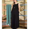 Black Linen Tent Dress With Side Buttons handmade in Egypt & available at Jozee boutique