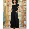 Black Linen Tent Dress With Side Buttons handmade in Egypt & available at Jozee boutique