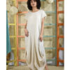 Beige Linen Tent Dress With Side Buttons handmade in Egypt & available at Jozee boutique