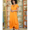 Orange Linen Tent Dress With Side Buttons handmade in Egypt & available at Jozee boutique