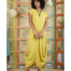 yellow Linen Tent Dress With Side Buttons handmade in Egypt & available at Jozee boutique