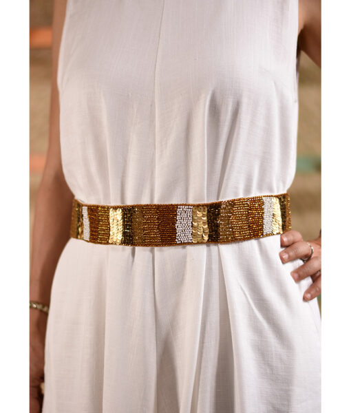 Gold & Oxide Beaded Belt handmade in Egypt & available at Jozee boutique