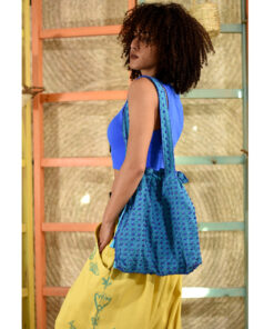 Blue Beaded Saint Catherine handbag handmade in Egypt & available in Jozee boutique