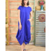 Electric blue Linen Tent Dress With Side Buttons handmade in Egypt & available at Jozee boutique