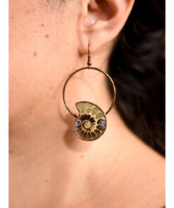 Copper Earring With Ammonite handmade in Egypt & available in Jozee Boutique