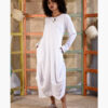 White Linen Tent Dress With Side Buttons handmade in Egypt & available at Jozee boutique