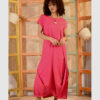 Fuchsia Linen Tent Dress With Side Buttons handmade in Egypt & available at Jozee boutique
