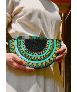 Multicolored Beaded Clutch handmade in Egypt & available at Jozee Boutique.