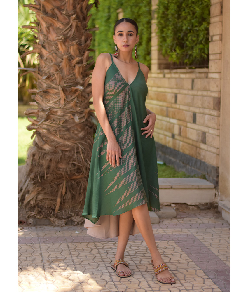 Emerald Green Backless Viscose Midi Dress made in Egypt & available in Jozee boutique