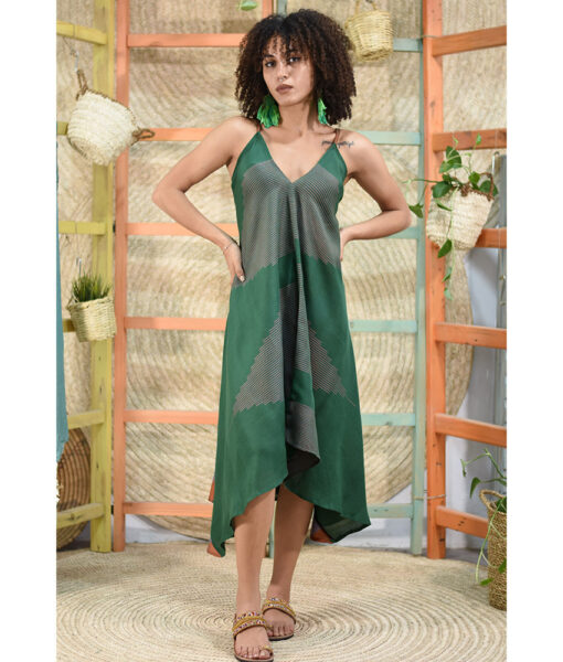 Emerald Green Backless Viscose Midi Dress made in Egypt & available in Jozee boutique