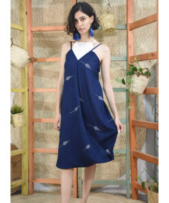 Petrol Blue Adjustable Backless Viscose Midi Dress Handwoven Viscose Top made in Egypt & available in Jozee boutique