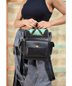Black Beaded Backpack handmade in Egypt & available at Jozee Boutique.