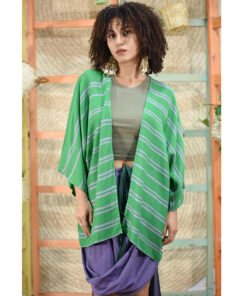 Green Handwoven Viscose Cardigan handmade in Egypt & available at Jozee Boutique.