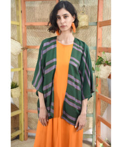 Multicolored Handwoven Viscose Cardigan handmade in Egypt & available at Jozee Boutique.