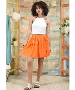 Orange Viscose Skirt/Cover Up Handwoven Viscose Top made in Egypt & available in Jozee boutique