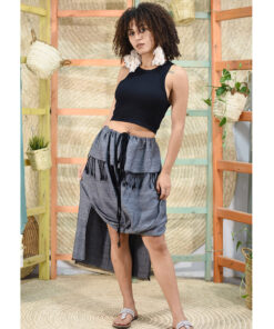 Dark grey Overlap Viscose Skirt Handwoven Viscose Top made in Egypt & available in Jozee boutique