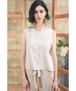 Beige Linen Top made in Egypt & available in Jozee boutique