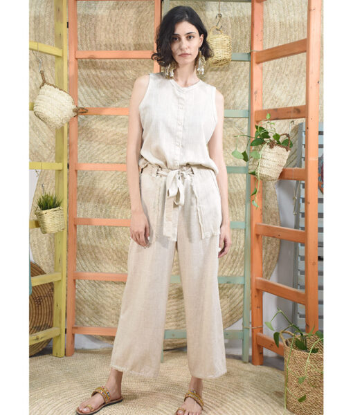 Beige Linen Pants made in Egypt & available in Jozee boutique