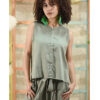 Olive green Linen top made in Egypt & available in Jozee boutique
