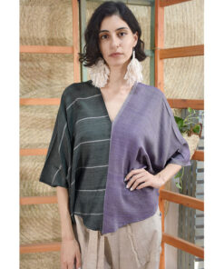 Purple & dark grey Handwoven Viscose Top made in Egypt & available in Jozee boutique